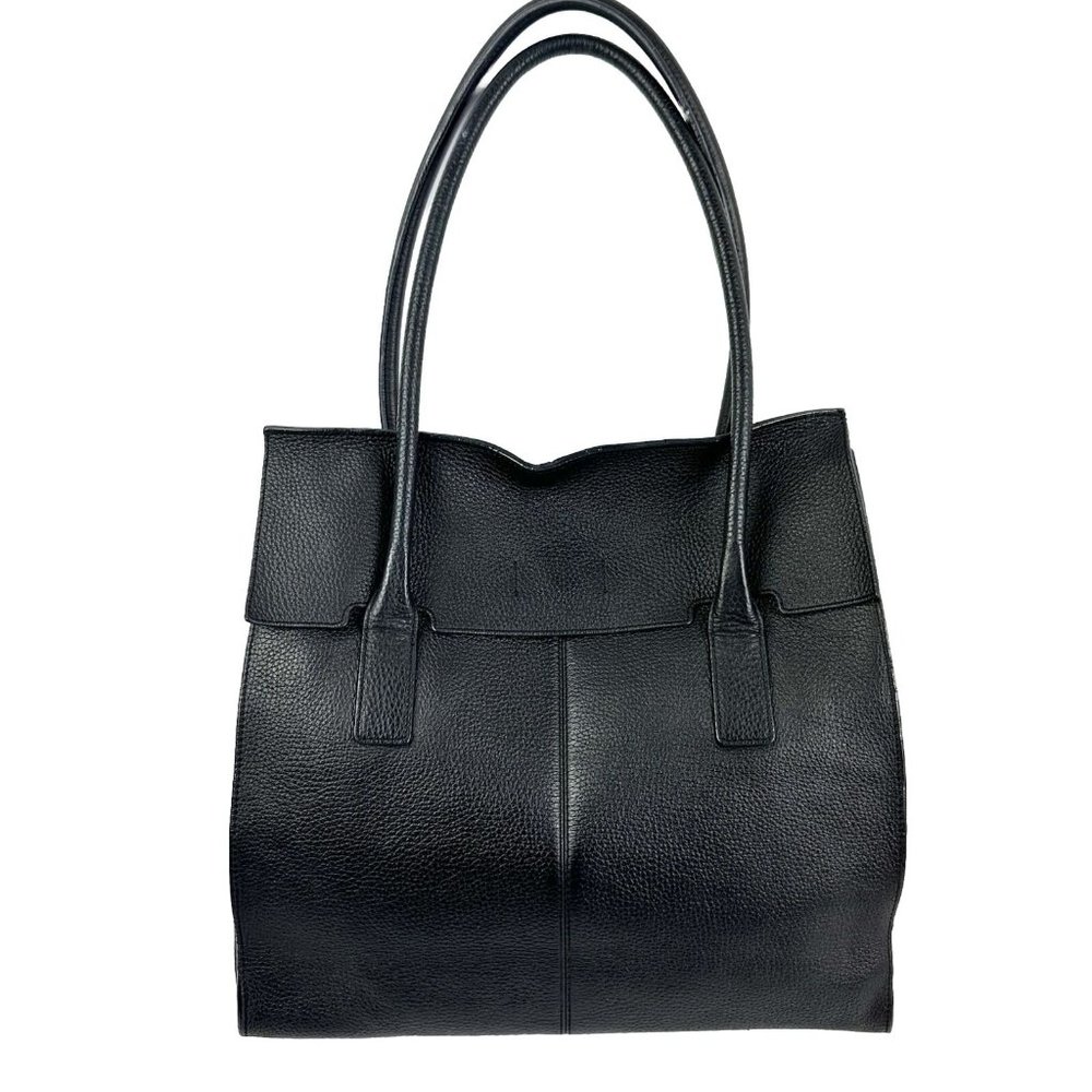 Banana Republic Handbag Unlined Satchel Black Pebbled Leather Shoulder Bag Purse